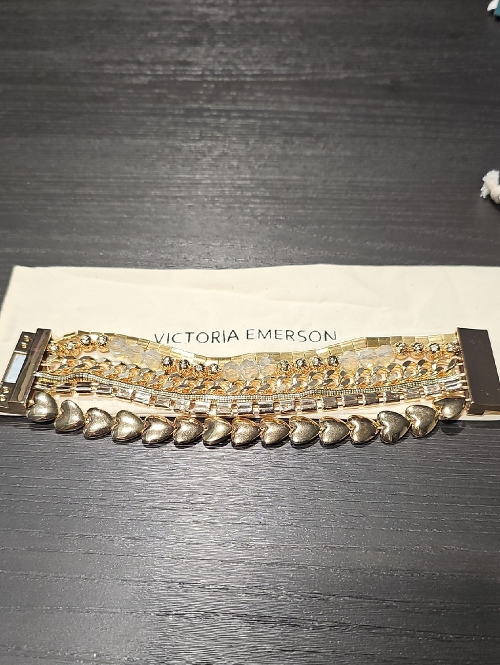 Victoria Emerson Gold Layered Heart Multistrand Bracelet